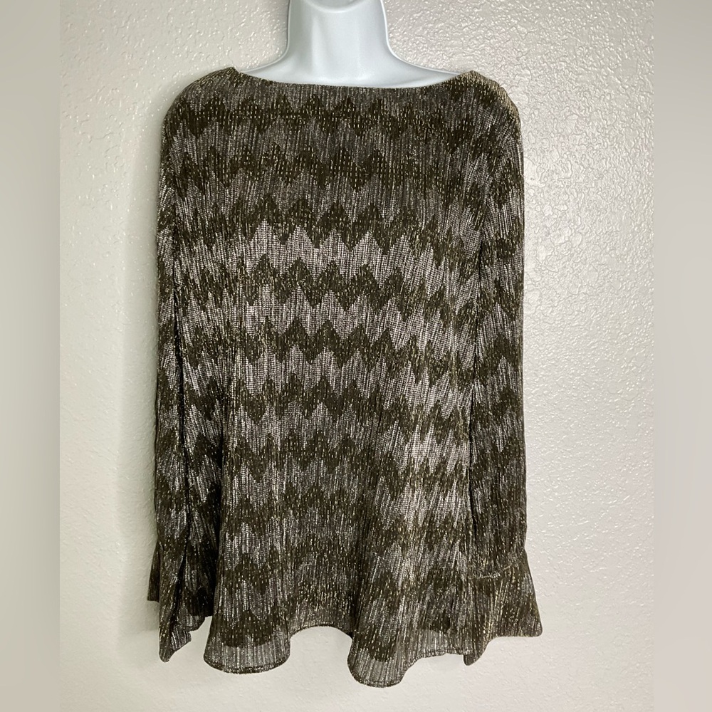Banana Republic Chevron Shine xl silver/gold herringbone lined sheer sleeves